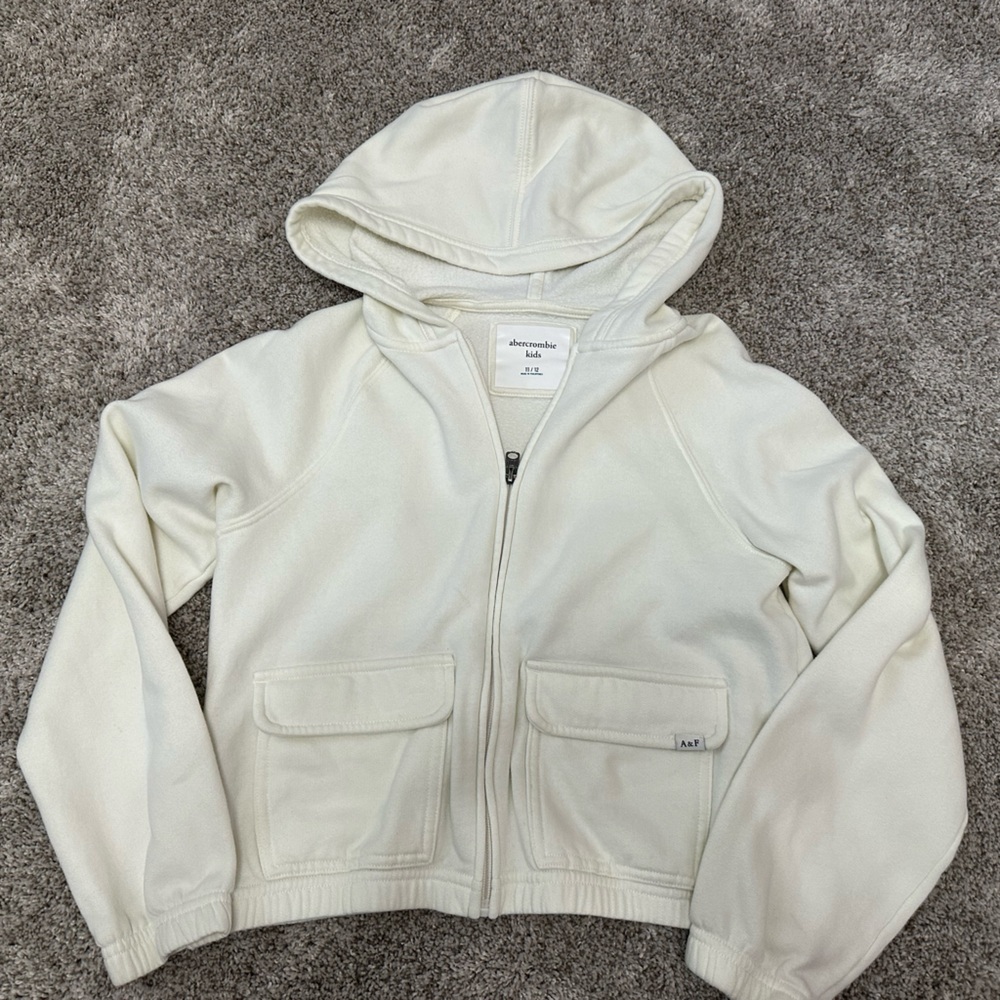 Abercrombie Girls Zip Up Cream Hoodie